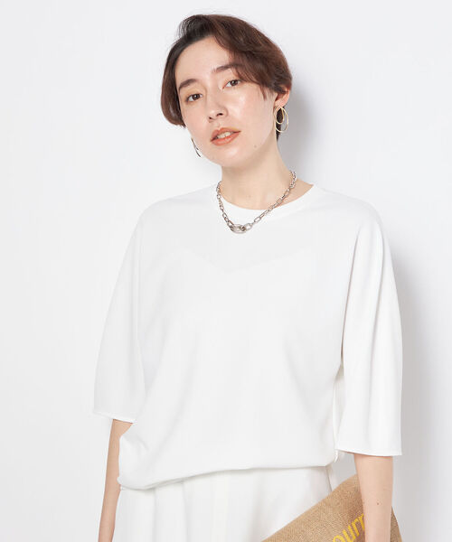 NOLLEY’S(ノーリーズ)の「◇【WEB限定カラーあり】ジョーゼットコクーンスリーブプルオーバーカットソー(Tシャツ/カットソー・レディース・ネイビー/ホワイト/ブラック/カーキ/ブルー・38)」の2枚目の写真