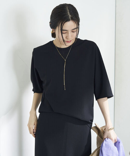 NOLLEY’S(ノーリーズ)の「◇【WEB限定カラーあり】ジョーゼットコクーンスリーブプルオーバーカットソー(Tシャツ/カットソー・レディース・ネイビー/ホワイト/ブラック/カーキ/ブルー・38)」の3枚目の写真