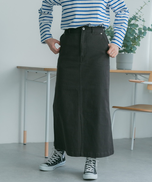 FORK&SPOON(フォークアンドスプーン)の「FORK&SPOON フロントスリットマキシスカート(スカート・レディース・ベージュ/チャコールグレー・2/1)」の2枚目の写真