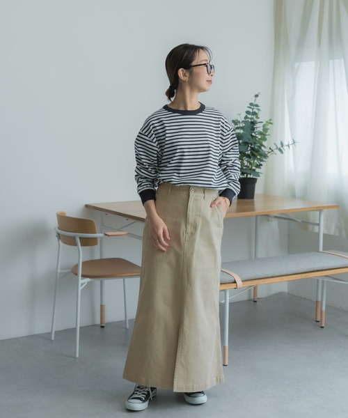 FORK&SPOON(フォークアンドスプーン)の「FORK&SPOON フロントスリットマキシスカート(スカート・レディース・ベージュ/チャコールグレー・2/1)」の10枚目の写真