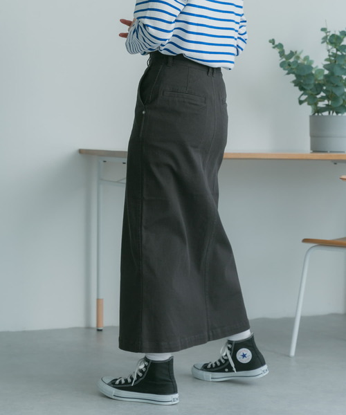 FORK&SPOON(フォークアンドスプーン)の「FORK&SPOON フロントスリットマキシスカート(スカート・レディース・ベージュ/チャコールグレー・2/1)」の5枚目の写真