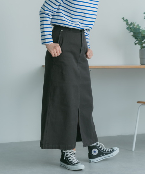 FORK&SPOON(フォークアンドスプーン)の「FORK&SPOON フロントスリットマキシスカート(スカート・レディース・ベージュ/チャコールグレー・2/1)」の15枚目の写真