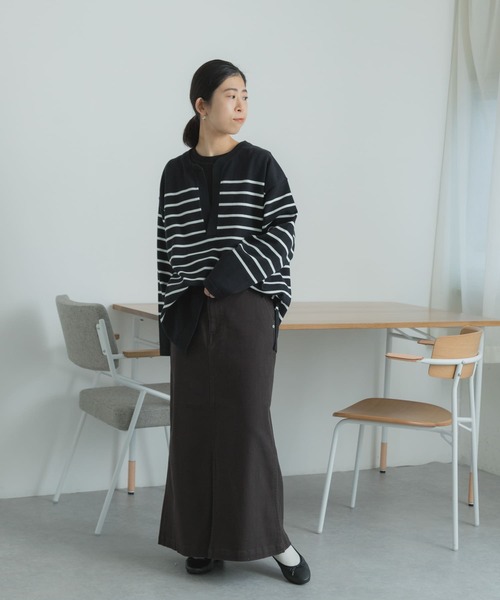 FORK&SPOON(フォークアンドスプーン)の「FORK&SPOON フロントスリットマキシスカート(スカート・レディース・ベージュ/チャコールグレー・2/1)」の6枚目の写真