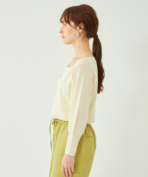 green label relaxing(グリーンレーベルリラクシング)の「コットン アセテート ショート カーディガン -ウォッシャブル-(カーディガン/ボレロ・レディース・ブラウン/オフホワイト/イエロー・FREE)」の15枚目の写真