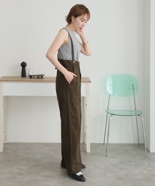 ElegChic(エレグシック)の「サスペンダー付きハイウエストツイルパンツ(チノパンツ・レディース・カーキ/ブラック/ベージュ・M/L/XL/3L/4L)」の13枚目の写真