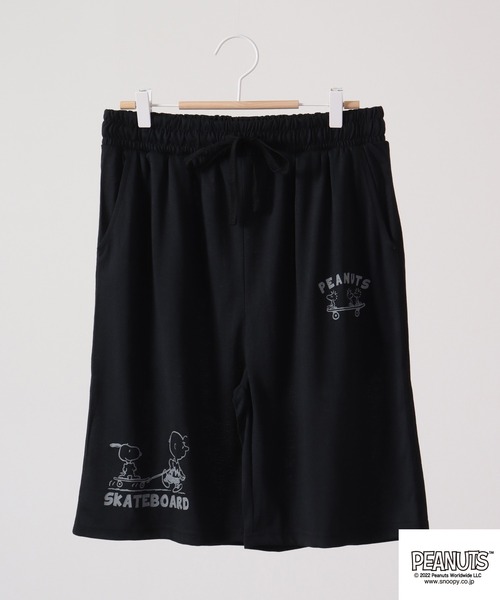 PEANUTS(ピーナッツ)の「PEANUTS スヌーピー MVS天竺 ハーフパンツ(スウェットパンツ・レディース・ネイビー/アイボリー/カーキ/ブラック・M/L/LL)」の3枚目の写真