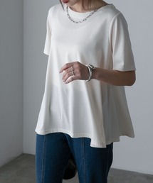 【Anss.me】フレアヘムハーフスリーブTシャツ