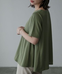 【Anss.me】フレアヘムハーフスリーブTシャツ