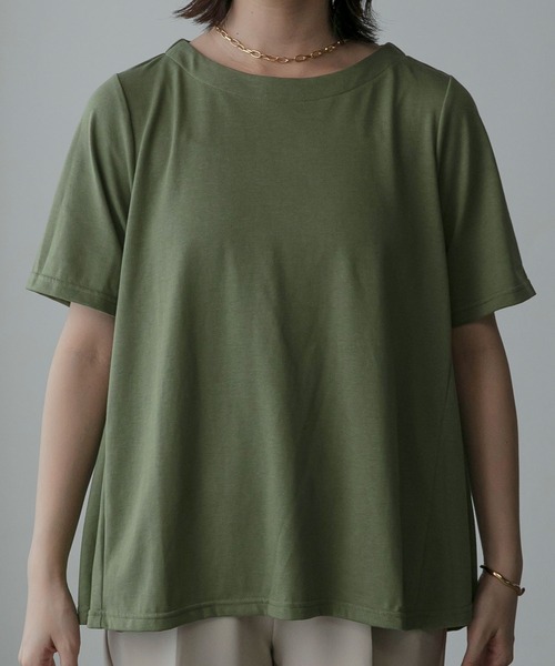 Anss.me(アンスミー)の「【Anss.me】フレアヘムハーフスリーブTシャツ(Tシャツ/カットソー・レディース・オフホワイト/ブルー/カーキ/ブラック/ピンク/ブラウン/イエロー/オレンジ・FREE)」の17枚目の写真