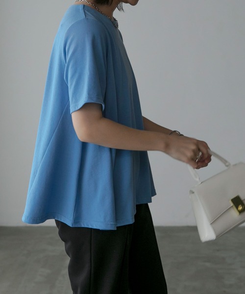 Anss.me(アンスミー)の「【Anss.me】フレアヘムハーフスリーブTシャツ(Tシャツ/カットソー・レディース・オフホワイト/ブルー/カーキ/ブラック/ピンク/ブラウン/イエロー/オレンジ・FREE)」の9枚目の写真