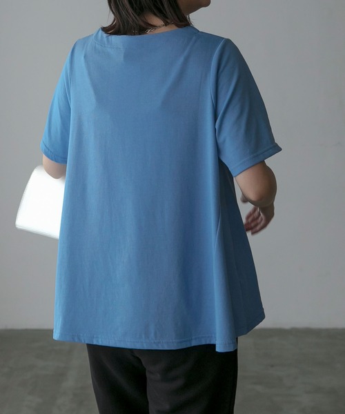 Anss.me(アンスミー)の「【Anss.me】フレアヘムハーフスリーブTシャツ(Tシャツ/カットソー・レディース・オフホワイト/ブルー/カーキ/ブラック/ピンク/ブラウン/イエロー/オレンジ・FREE)」の22枚目の写真