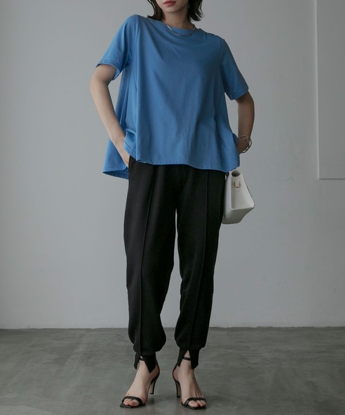 Anss.me(アンスミー)の「【Anss.me】フレアヘムハーフスリーブTシャツ(Tシャツ/カットソー・レディース・オフホワイト/ブルー/カーキ/ブラック/ピンク/ブラウン/イエロー/オレンジ・FREE)」の19枚目の写真