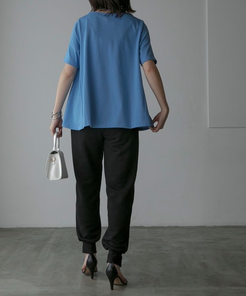 Anss.me(アンスミー)の「【Anss.me】フレアヘムハーフスリーブTシャツ(Tシャツ/カットソー・レディース・オフホワイト/ブルー/カーキ/ブラック/ピンク/ブラウン/イエロー/オレンジ・FREE)」の11枚目の写真