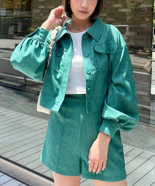 SPIRALGIRL（スパイラルガール）の「リネンライクショートパンツ（その他パンツ・レディース・グレー/ホワイト/グリーン・FREE）」の6枚目の写真