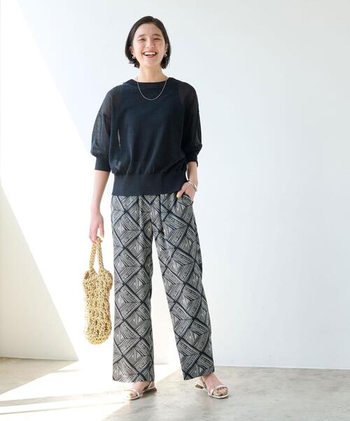 green label relaxing(グリーンレーベルリラクシング)の「ペーパーミックス 2WAY カーディガン -ウォッシャブル-(カーディガン/ボレロ・レディース・ナチュラル/ブラック/ブラウン・FREE)」の7枚目の写真