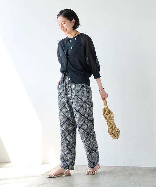 green label relaxing(グリーンレーベルリラクシング)の「ペーパーミックス 2WAY カーディガン -ウォッシャブル-(カーディガン/ボレロ・レディース・ナチュラル/ブラック/ブラウン・FREE)」の8枚目の写真