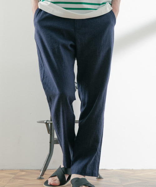 ITEMS URBANRESEARCH（アイテムズ アーバンリサーチ）の「テーパーシルエット麻レーヨンRelaxパンツ（その他パンツ・メンズ・ベージュ/ネイビー/ブラック・MEDIUM/LARGE）」の4枚目の写真