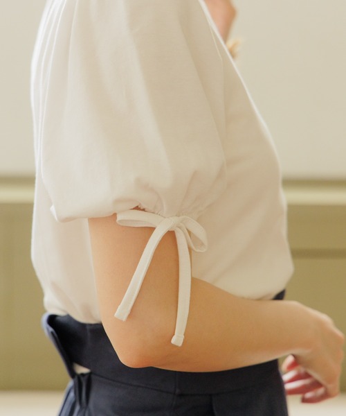 flower（フラワー）の「リボンカフティーズ（Tシャツ/カットソー・レディース・ブラック/ホワイト/ホワイト系その他・FREE）」の14枚目の写真