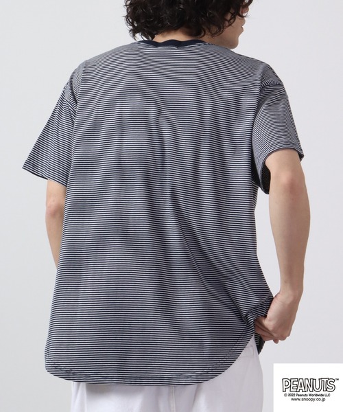 PEANUTS（ピーナッツ）の「PEANUTS スヌーピー ボーダー Tシャツ 半袖（Tシャツ/カットソー・レディース・チャコールグレー/杢グレー/ネイビー系/グレー系その他/グレー系その他2/ネイビー・M/L）」の12枚目の写真