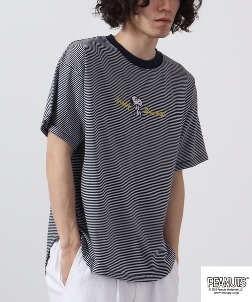 PEANUTS（ピーナッツ）の「PEANUTS スヌーピー ボーダー Tシャツ 半袖（Tシャツ/カットソー・レディース・チャコールグレー/杢グレー/ネイビー系/グレー系その他/グレー系その他2/ネイビー・M/L）」の9枚目の写真