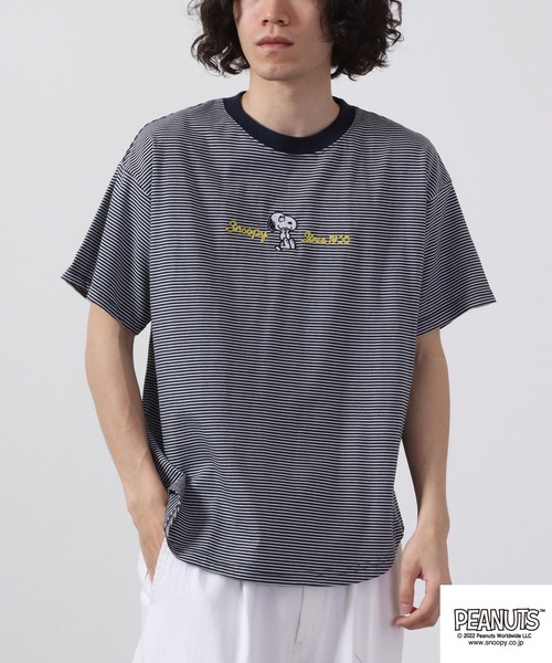 PEANUTS（ピーナッツ）の「PEANUTS スヌーピー ボーダー Tシャツ 半袖（Tシャツ/カットソー・レディース・チャコールグレー/杢グレー/ネイビー系/グレー系その他/グレー系その他2/ネイビー・M/L）」の7枚目の写真