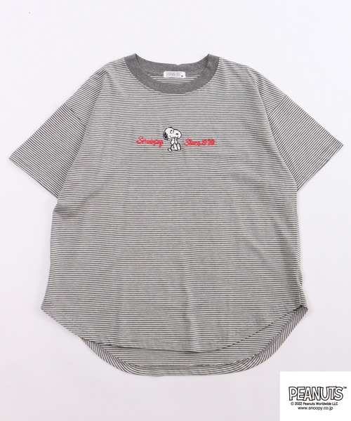 PEANUTS（ピーナッツ）の「PEANUTS スヌーピー ボーダー Tシャツ 半袖（Tシャツ/カットソー・レディース・チャコールグレー/杢グレー/ネイビー系/グレー系その他/グレー系その他2/ネイビー・M/L）」の14枚目の写真