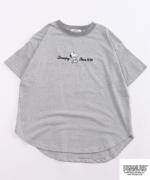 PEANUTS（ピーナッツ）の「PEANUTS スヌーピー ボーダー Tシャツ 半袖（Tシャツ/カットソー・レディース・チャコールグレー/杢グレー/ネイビー系/グレー系その他/グレー系その他2/ネイビー・M/L）」の20枚目の写真