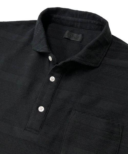 A.S.M（エーエスエム）の「ジャカードボーダー / ホリゾンタルカラー ポロシャツ（半袖）（ポロシャツ・メンズ・ブラック/ホワイト/ネイビー・48/50）」の6枚目の写真