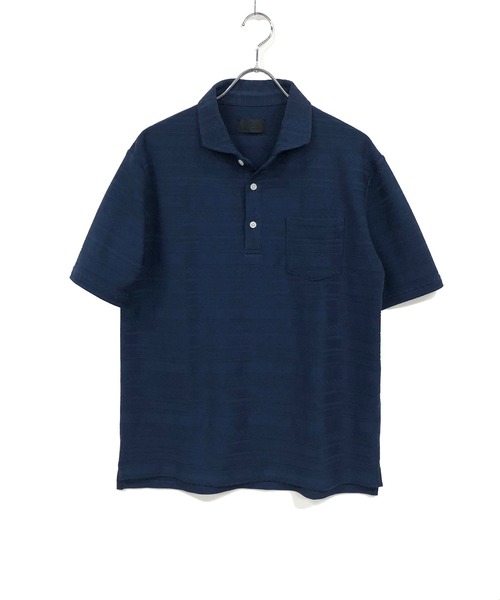 A.S.M（エーエスエム）の「ジャカードボーダー / ホリゾンタルカラー ポロシャツ（半袖）（ポロシャツ・メンズ・ブラック/ホワイト/ネイビー・48/50）」の17枚目の写真