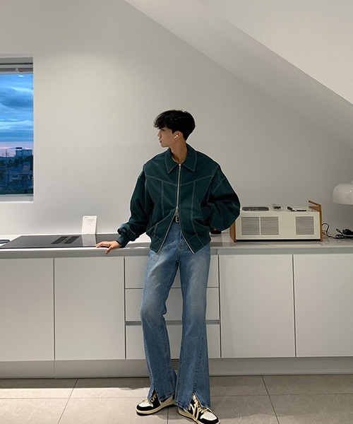 ASCLO（エジュクロ）の「ASCLO  Viper Stitch Leather Jacket（ライダースジャケット・メンズ・ブルーグリーン/ブラック・FREE）」の5枚目の写真