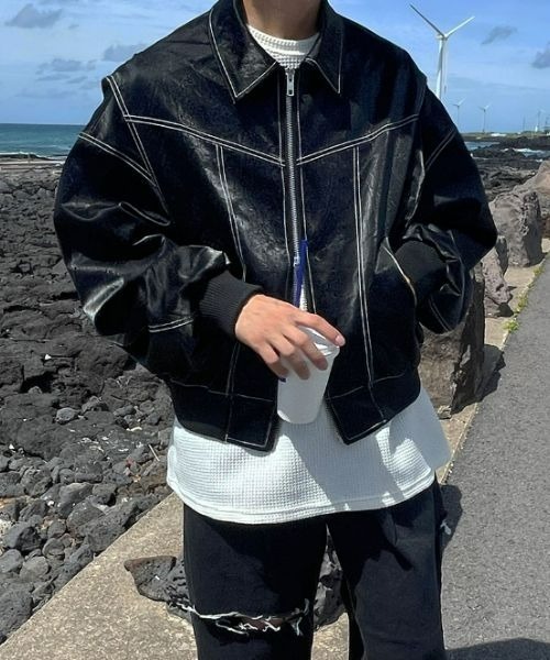 ASCLO（エジュクロ）の「ASCLO  Viper Stitch Leather Jacket（ライダースジャケット・メンズ・ブルーグリーン/ブラック・FREE）」の20枚目の写真