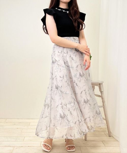 INGNI（イング）の「花柄オーガンジー／スカート（スカート・レディース・ブルー/イエロー・FREE）」の6枚目の写真