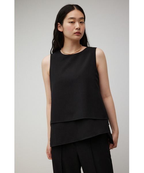 AZUL by moussy（アズールバイマウジー）の「リネンライクレイヤードノースリーブトップス（シャツ/ブラウス・レディース・ブラック/ライトベージュ・SMALL/MEDIUM）」の3枚目の写真