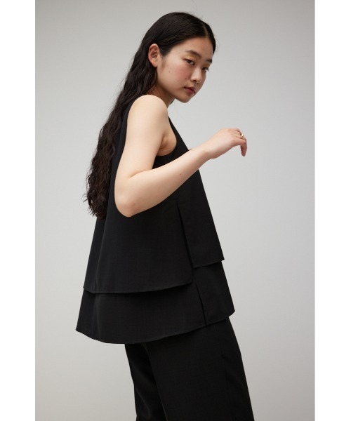 AZUL by moussy（アズールバイマウジー）の「リネンライクレイヤードノースリーブトップス（シャツ/ブラウス・レディース・ブラック/ライトベージュ・SMALL/MEDIUM）」の4枚目の写真
