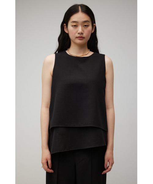AZUL by moussy（アズールバイマウジー）の「リネンライクレイヤードノースリーブトップス（シャツ/ブラウス・レディース・ブラック/ライトベージュ・SMALL/MEDIUM）」の6枚目の写真