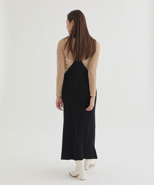 PHOTOCOPIEU(フォトコピュー)の「【PHOTOCOPIEU/フォトコピュー】CAMISOLE RIB KNIT DRESS/キャミソールリブニットドレス(ワンピース・レディース・ブラック・36)」の6枚目の写真