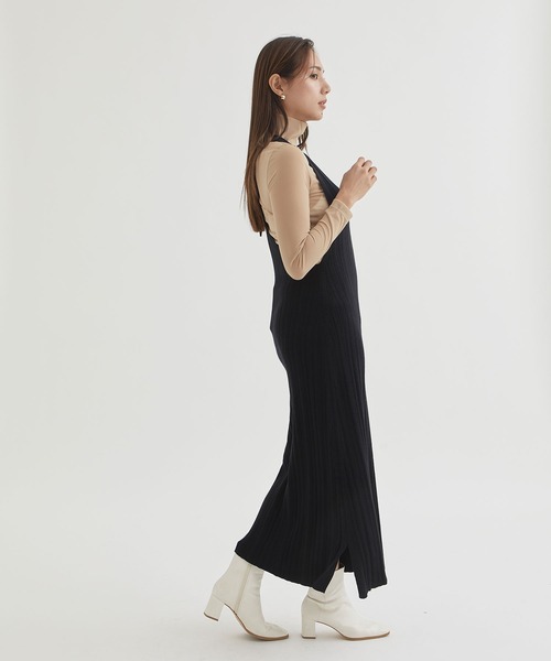 PHOTOCOPIEU(フォトコピュー)の「【PHOTOCOPIEU/フォトコピュー】CAMISOLE RIB KNIT DRESS/キャミソールリブニットドレス(ワンピース・レディース・ブラック・36)」の7枚目の写真