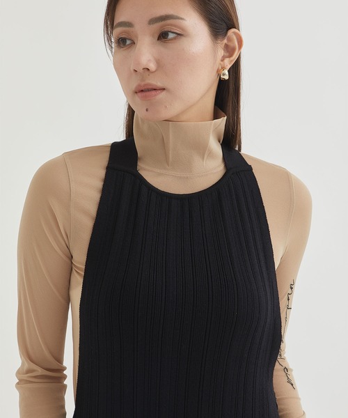 PHOTOCOPIEU(フォトコピュー)の「【PHOTOCOPIEU/フォトコピュー】CAMISOLE RIB KNIT DRESS/キャミソールリブニットドレス(ワンピース・レディース・ブラック・36)」の4枚目の写真