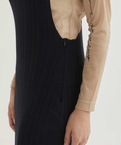 PHOTOCOPIEU(フォトコピュー)の「【PHOTOCOPIEU/フォトコピュー】CAMISOLE RIB KNIT DRESS/キャミソールリブニットドレス(ワンピース・レディース・ブラック・36)」の2枚目の写真
