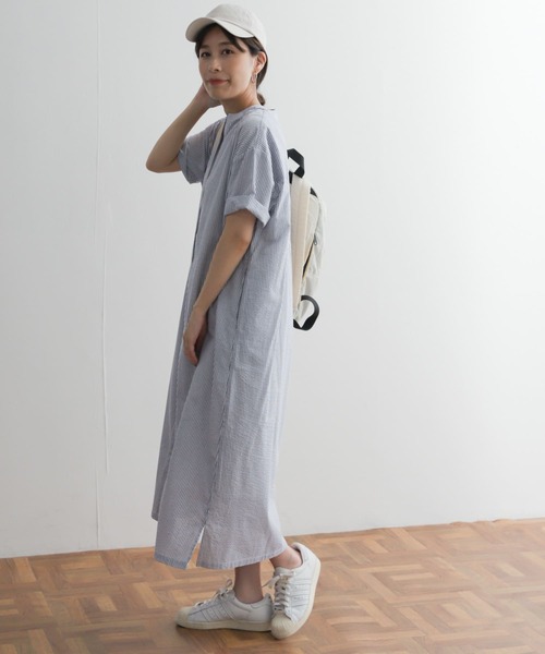 URBAN RESEARCH DOORS（アーバンリサーチドアーズ）の「ストライプ5分袖シャツワンピース（ワンピース・レディース・ベージュ系その他/ブルー系その他/ブラック系その他・MEDIUM）」の17枚目の写真