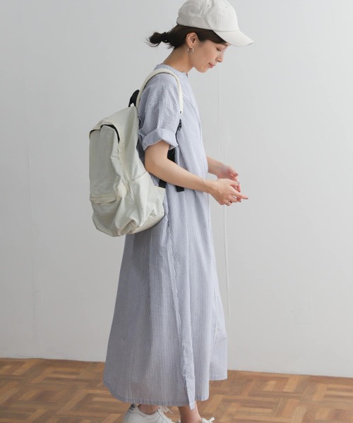 URBAN RESEARCH DOORS（アーバンリサーチドアーズ）の「ストライプ5分袖シャツワンピース（ワンピース・レディース・ベージュ系その他/ブルー系その他/ブラック系その他・MEDIUM）」の19枚目の写真