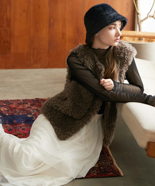 archives（アルシーヴ）の「ファーベスト（その他アウター・レディース・アイボリー/モカ・MEDIUM）」の13枚目の写真