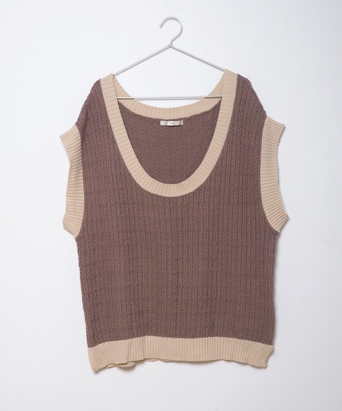 Crisp（クリスプ）の「バイカラーオーバーニットベスト（ベスト・レディース・ブラウン/アイボリー・FREE）」の20枚目の写真