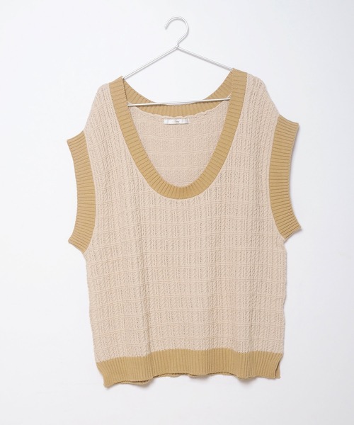 Crisp（クリスプ）の「バイカラーオーバーニットベスト（ベスト・レディース・ブラウン/アイボリー・FREE）」の21枚目の写真
