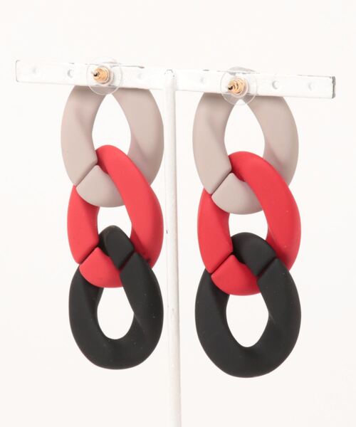 Settimissimo（セッティミッシモ）の「ITALYマット3カラーチェーン大ぶりピアス（ピアス（両耳用）・レディース・レッド/ブラウン・FREE）」の3枚目の写真