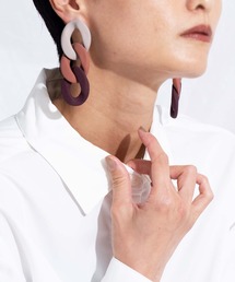 Settimissimo | ITALYマット3カラーチェーン大ぶりピアス(ピアス(両耳用))