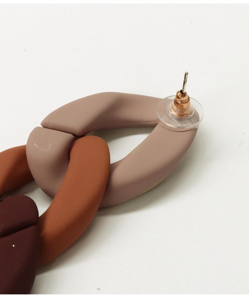 Settimissimo（セッティミッシモ）の「ITALYマット3カラーチェーン大ぶりピアス（ピアス（両耳用）・レディース・レッド/ブラウン・FREE）」の4枚目の写真