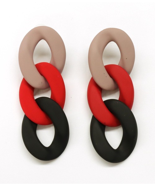 Settimissimo（セッティミッシモ）の「ITALYマット3カラーチェーン大ぶりピアス（ピアス（両耳用）・レディース・レッド/ブラウン・FREE）」の5枚目の写真