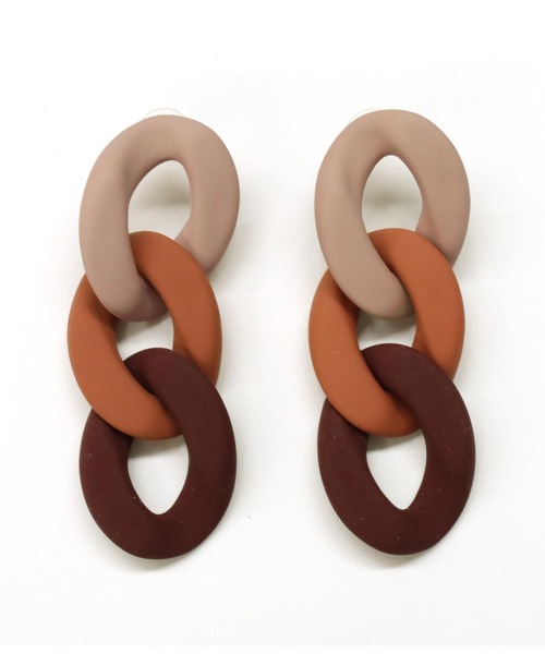 Settimissimo（セッティミッシモ）の「ITALYマット3カラーチェーン大ぶりピアス（ピアス（両耳用）・レディース・レッド/ブラウン・FREE）」の6枚目の写真