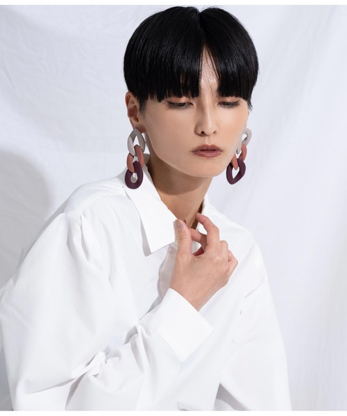 Settimissimo（セッティミッシモ）の「ITALYマット3カラーチェーン大ぶりピアス（ピアス（両耳用）・レディース・レッド/ブラウン・FREE）」の10枚目の写真